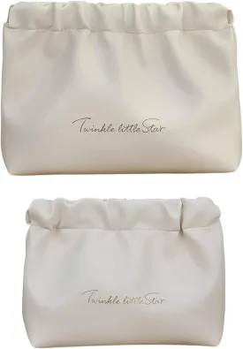 2 PCS Small Makeup Bag for Purse Waterproof Cosmetic Pouch Mini Cosmetic Bags Portable Makeup Bag Set for Women Coin Purse Organizer for Lipstick Jewelry White