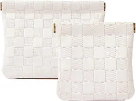 2 PCS Small Makeup Bag for Purse Waterproof Mini Cosmetic Bag for Coin Lipstick Jewelry Portable Mini Makeup Bag Set for Women Small Cosmetic Pouch Makeup Organizer White