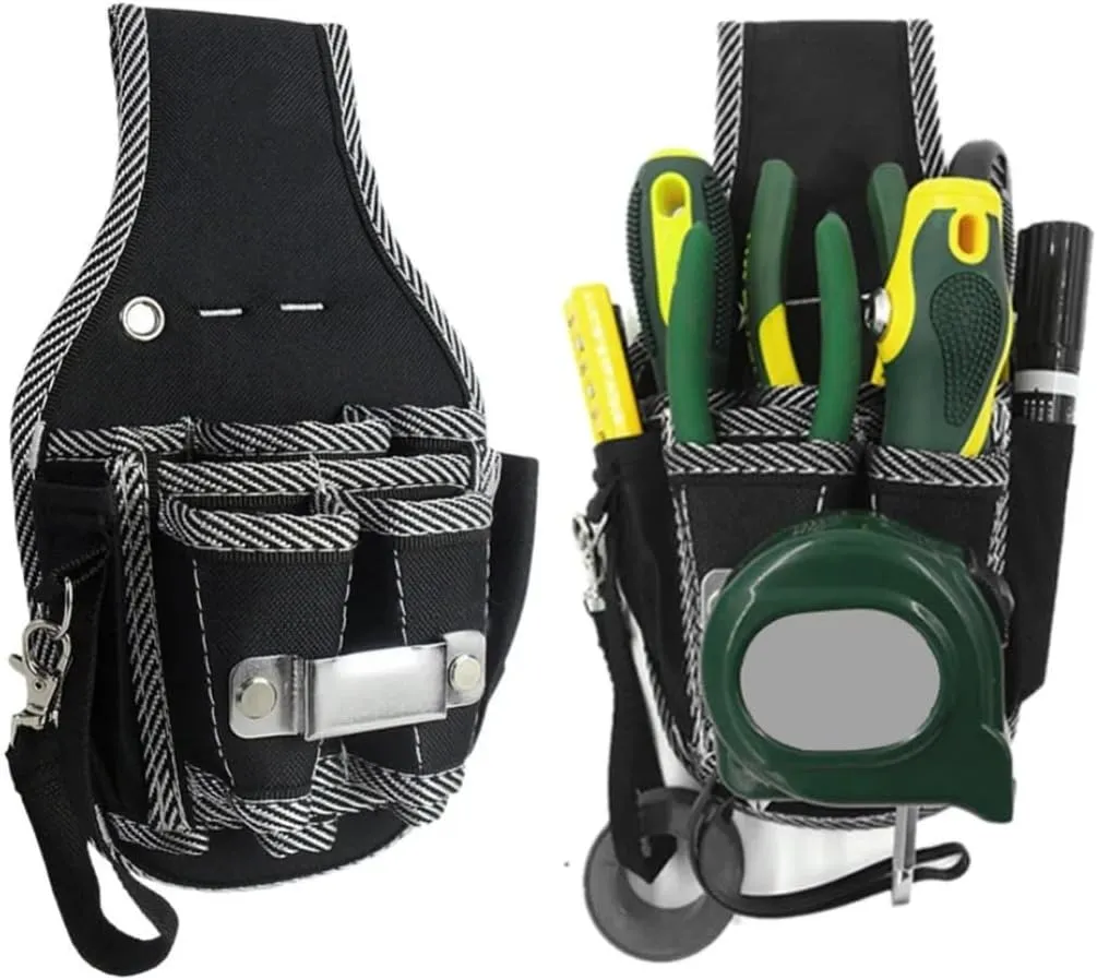 9 In 1 Tool Waist Pack Belt Utility Kit Holder 600D Nylon Fabric Toolkit Electrician Waist Pocket Pouch Bag
