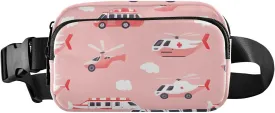 Ambulance Car Helicopter Blush Fashionable Fanny Waist Pack for Men Women Large Capacity Cross Body Bag Belt Pack with Adjustable Strap for Travel Vacation Running