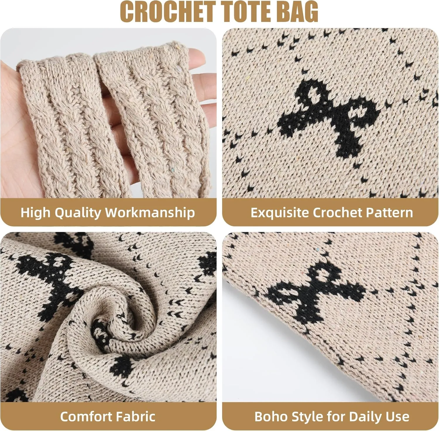 Aroghehiz Beach Bags for Women Crochet Tote Bag Summer Vacation Aesthetic Tote Knit Bag