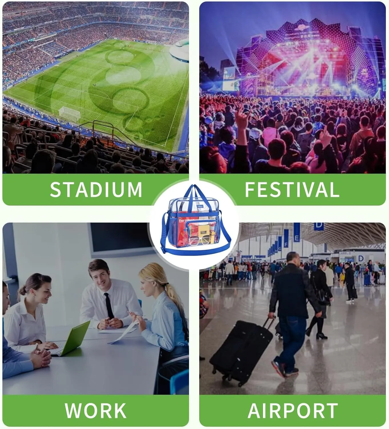 Bagenius Clear Bag Stadium Approved 12612 Clear bag for Stadium Events Sports Concert Festival Work
