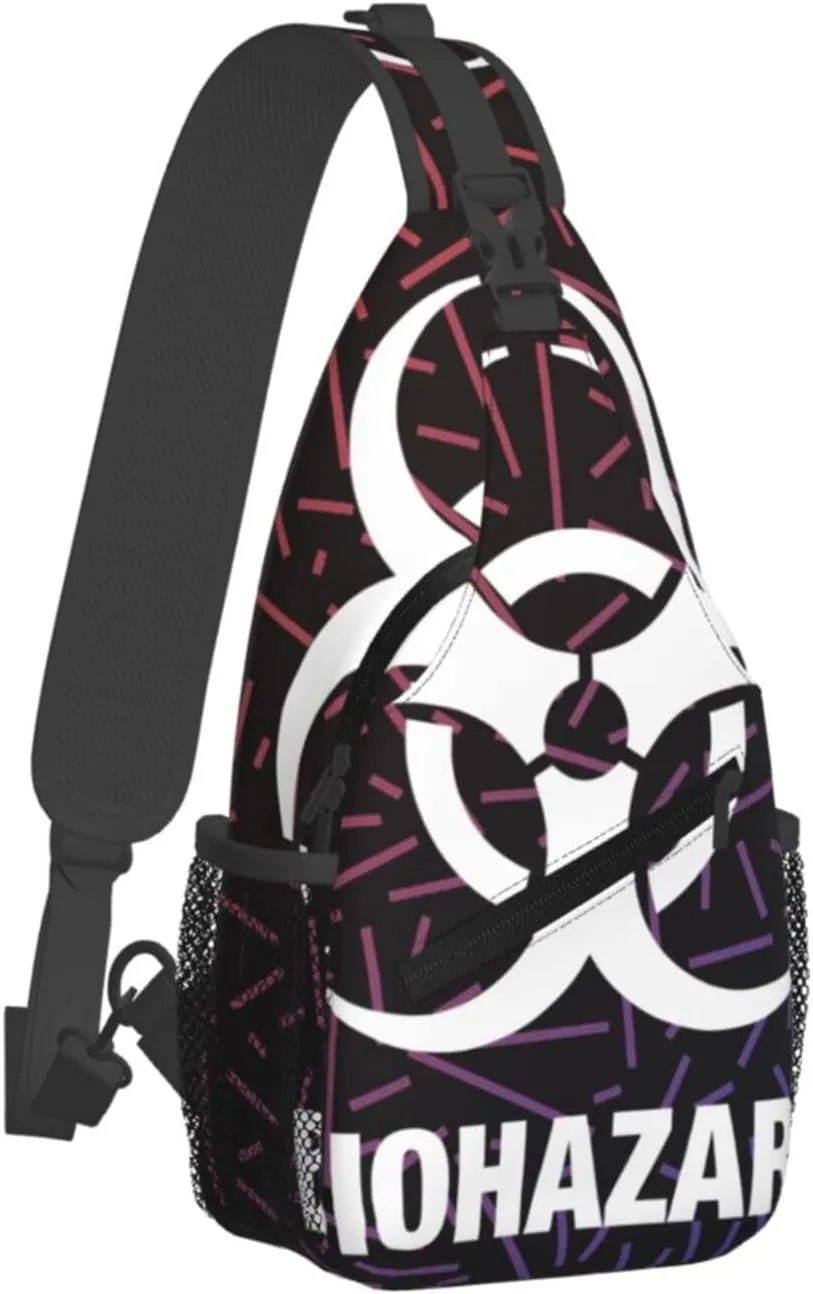 Biohazard Small Crossbody Backpack Sling Bag For Men Women Mini One Shoulder Chest Bags Gym Sport Travel Hiking Daypack