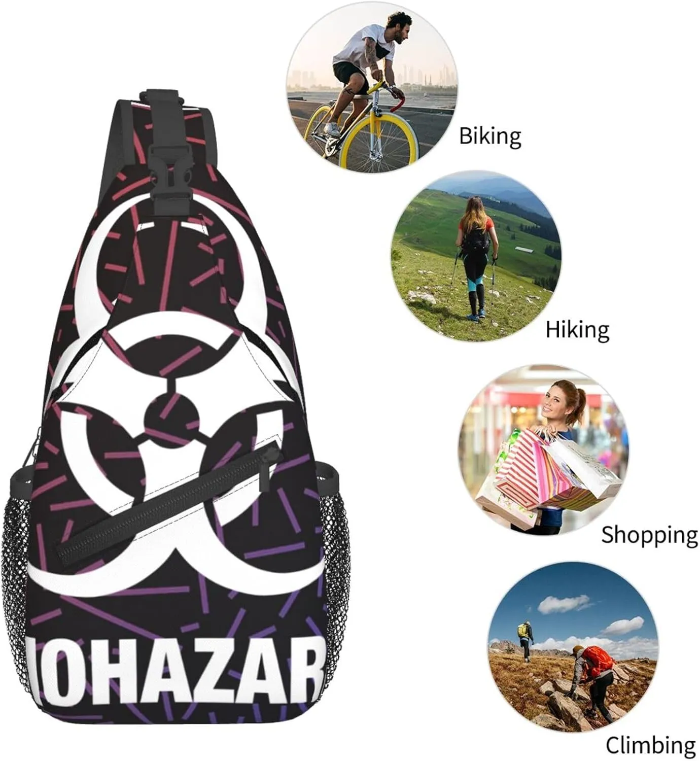 Biohazard Small Crossbody Backpack Sling Bag For Men Women Mini One Shoulder Chest Bags Gym Sport Travel Hiking Daypack