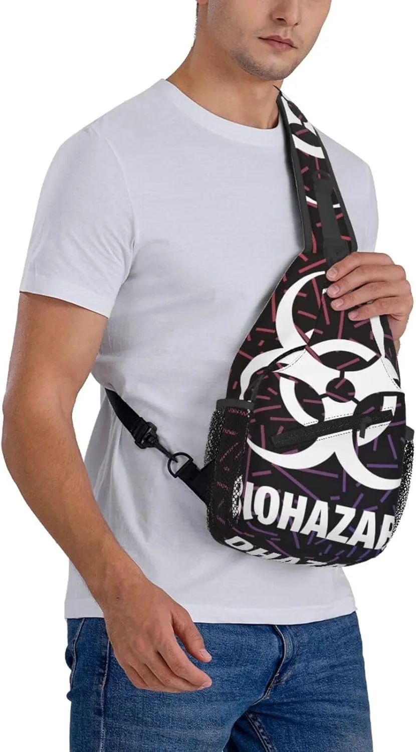 Biohazard Small Crossbody Backpack Sling Bag For Men Women Mini One Shoulder Chest Bags Gym Sport Travel Hiking Daypack