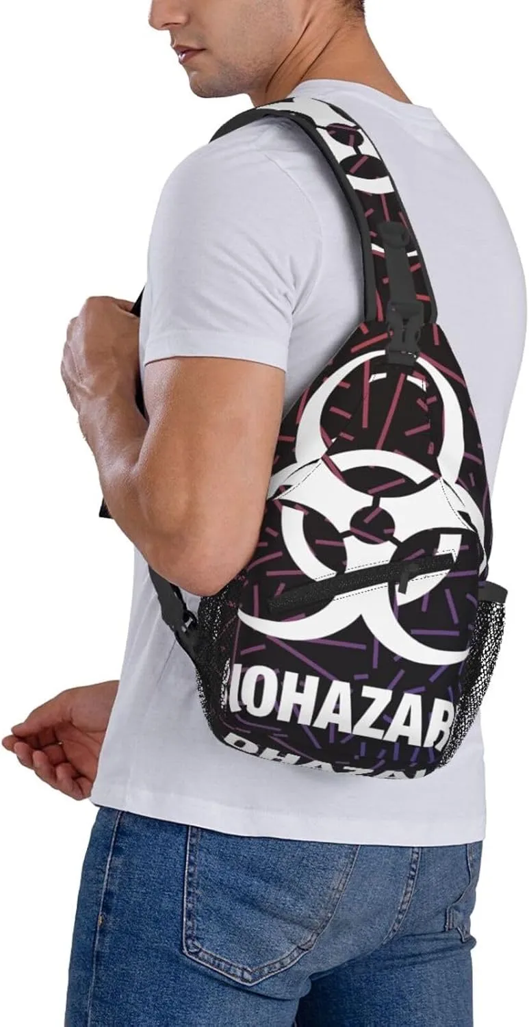 Biohazard Small Crossbody Backpack Sling Bag For Men Women Mini One Shoulder Chest Bags Gym Sport Travel Hiking Daypack