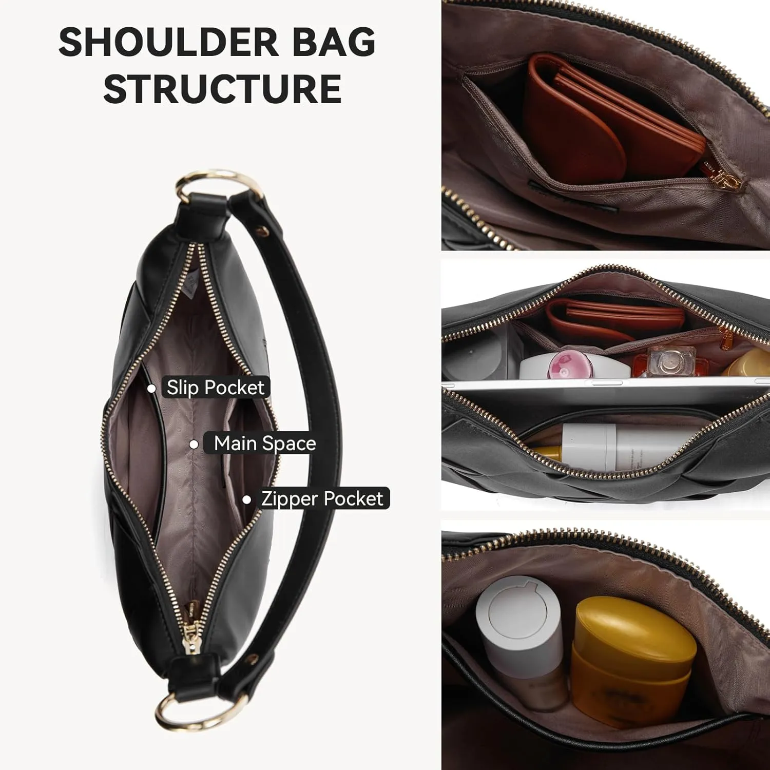 BOSTANTEN Woven Purses for Women Vegan Leather Hobo Bag Shoulder Handbags