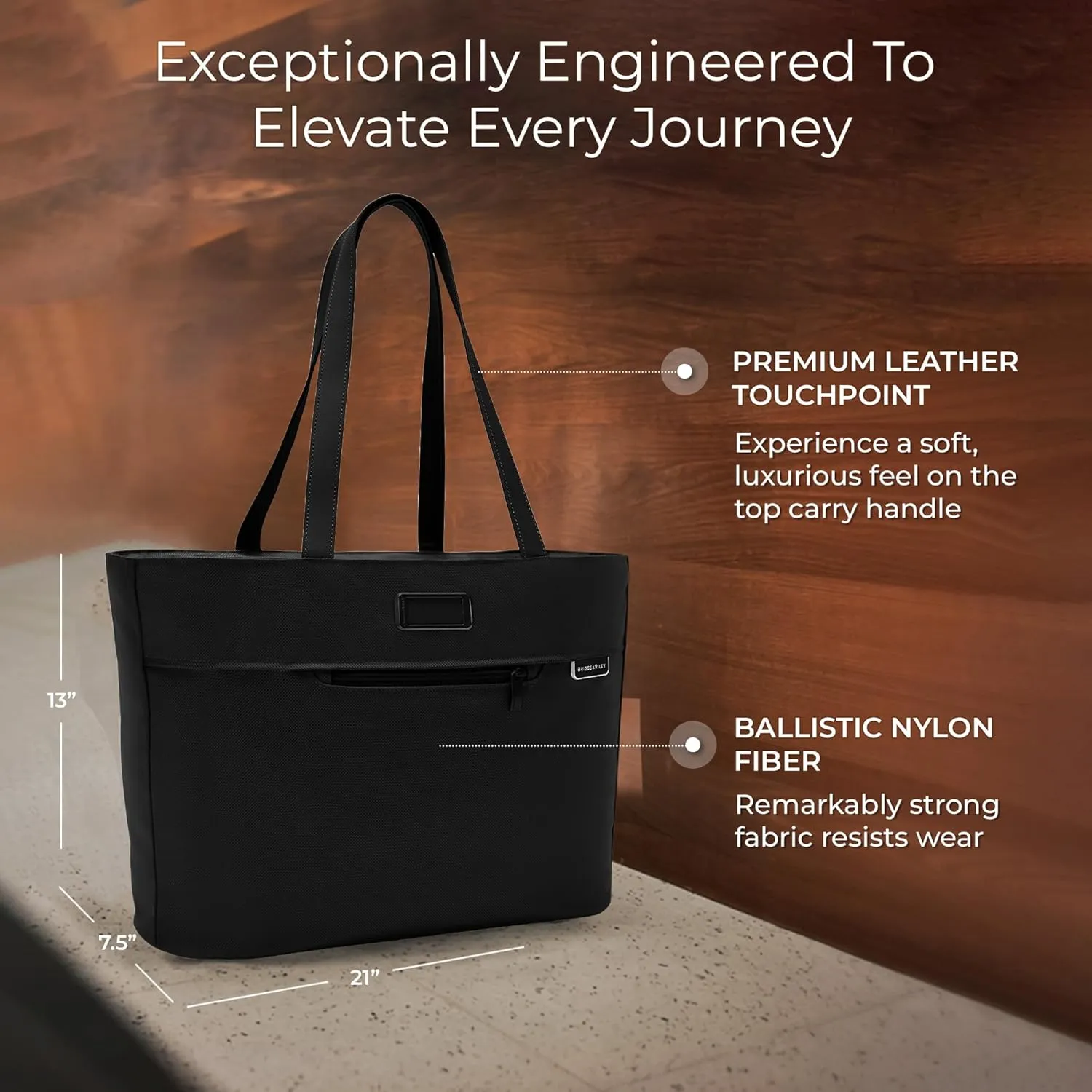 Briggs & Riley Traveler Tote Bag - Nylon Tote Bag for Weekend Travel & Work, Smooth Zipper Closure - Baseline Collection