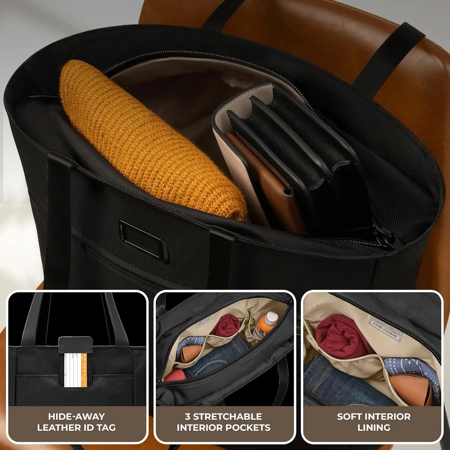 Briggs & Riley Traveler Tote Bag - Nylon Tote Bag for Weekend Travel & Work, Smooth Zipper Closure - Baseline Collection