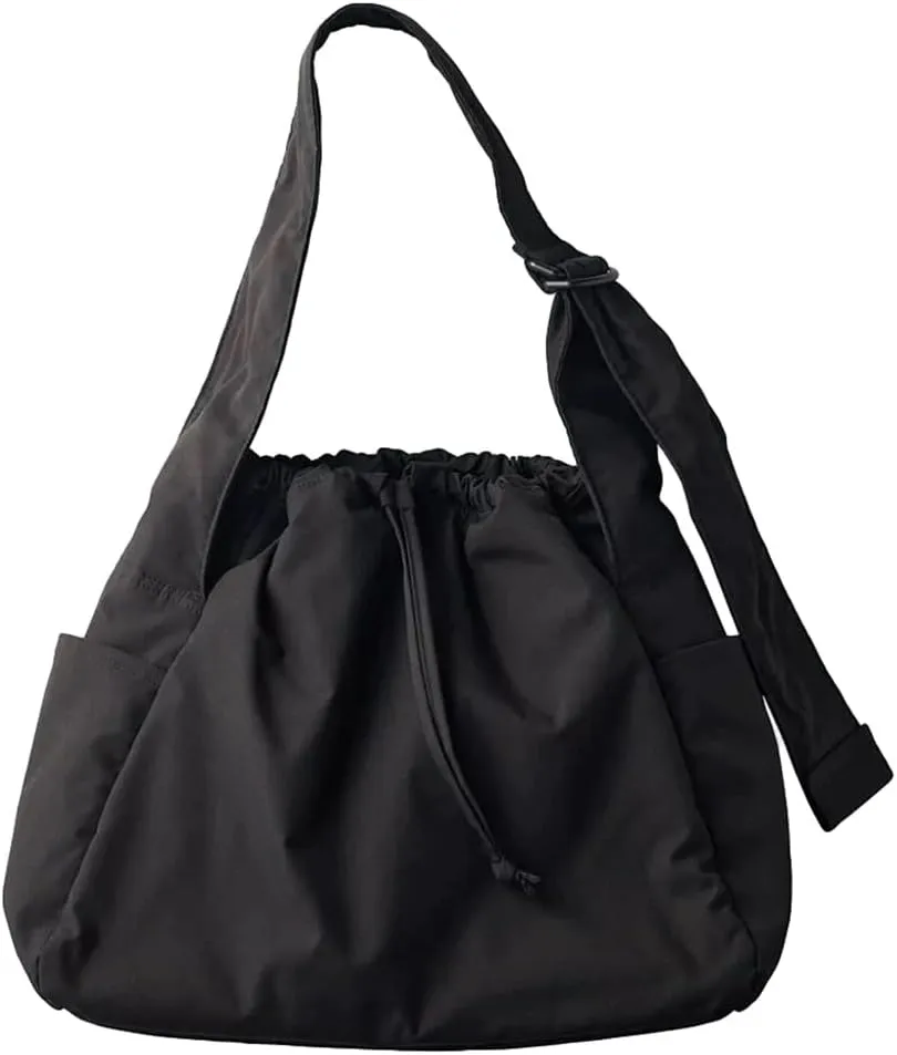 Casual Nylon Shoulder Tote Bag for Women Large Lightweight Canvas Travel Crossbody Purse Handbags with Drawstring