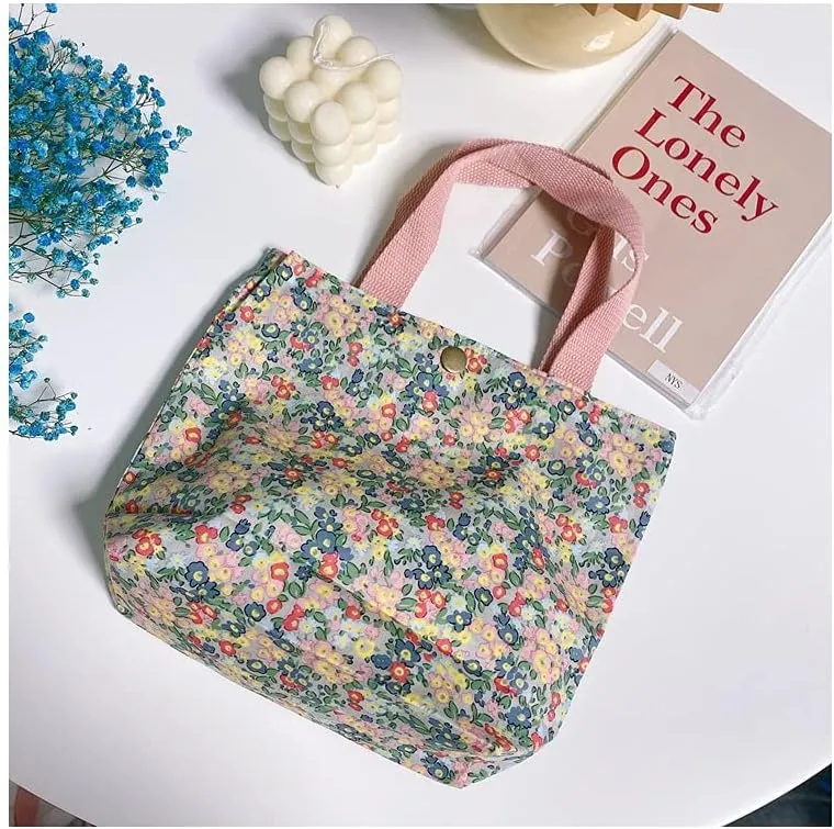 Charming Floral Cloth Mini Tote Bag 9x8x3in