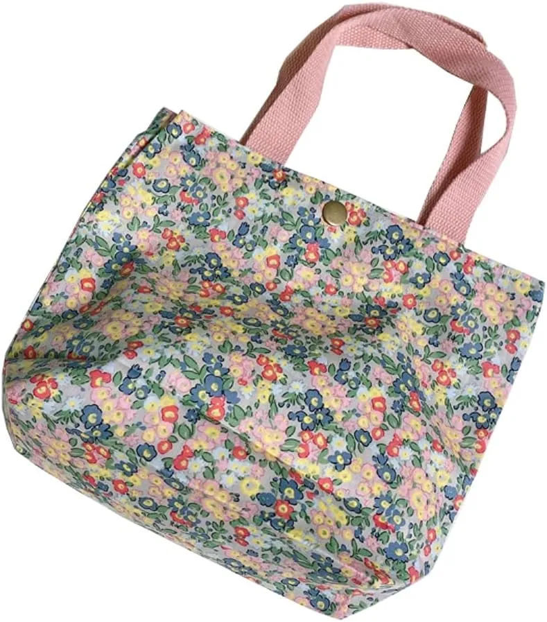 Charming Floral Cloth Mini Tote Bag 9x8x3in