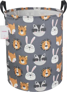 CLOCOR Kids Laundry Basket,Collapsible Fabric Storage Container,Baby Nursery Hamper for Boys,Kids Toys Bucket,Room Decor,Gift Basket(Animal Heads)