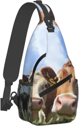 Crossbody Bag for Women Men Pretty Cows Chest Bag Crossbody Sling Bag Adjustable Shoulder Bag