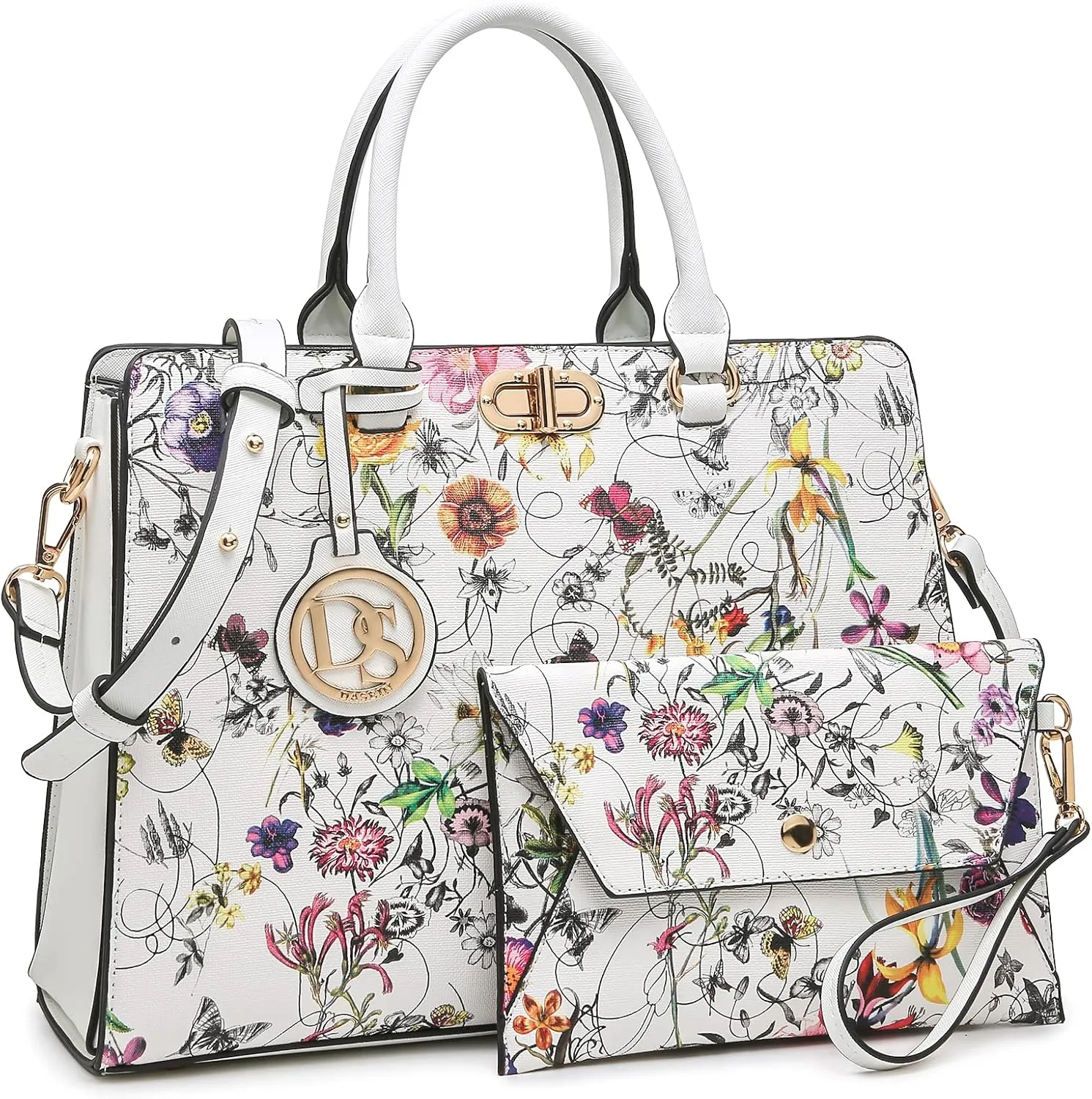 Dasein Women Handbags Purses Ladies Work Purse Satchel Tote Top Handle Shoulder Bags with Matching Clutch