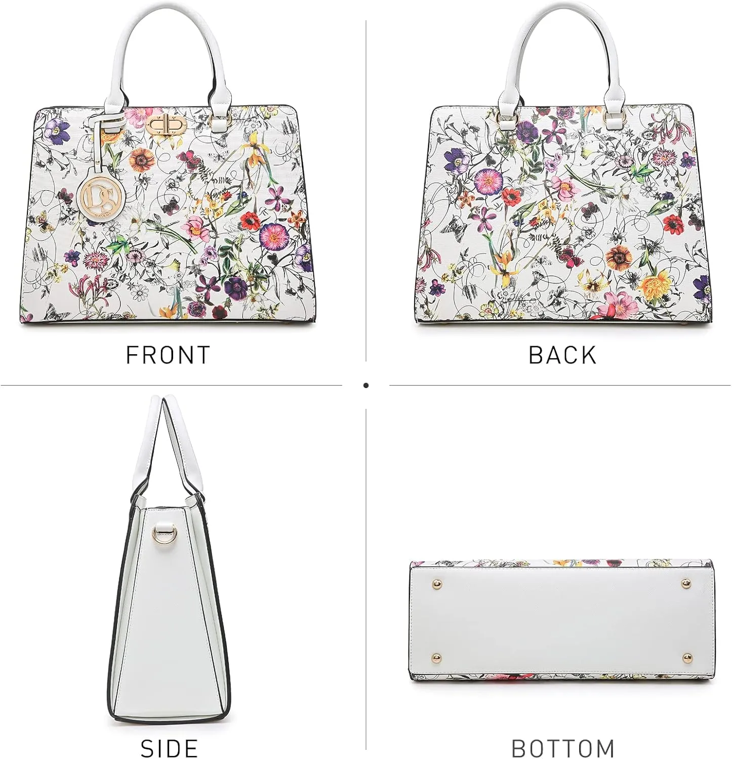 Dasein Women Handbags Purses Ladies Work Purse Satchel Tote Top Handle Shoulder Bags with Matching Clutch