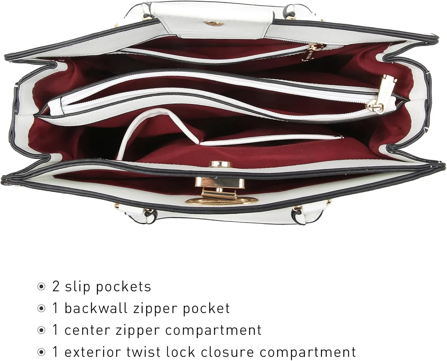 Dasein Women Handbags Purses Ladies Work Purse Satchel Tote Top Handle Shoulder Bags with Matching Clutch