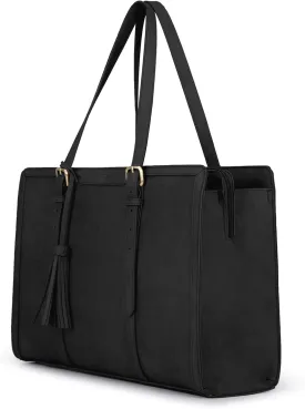 ECOSUSI Laptop Bag For Women 15.6 Inch Work Tote Bags PU Leather Computer Purse For Business Office With 3 Layer Compartments