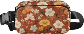 Florals Terracotta Fanny Pack Belt Bag Crossbody Bags for Women with Adjustable Strap Mini Everywhere Waist Pouch for Workout Running