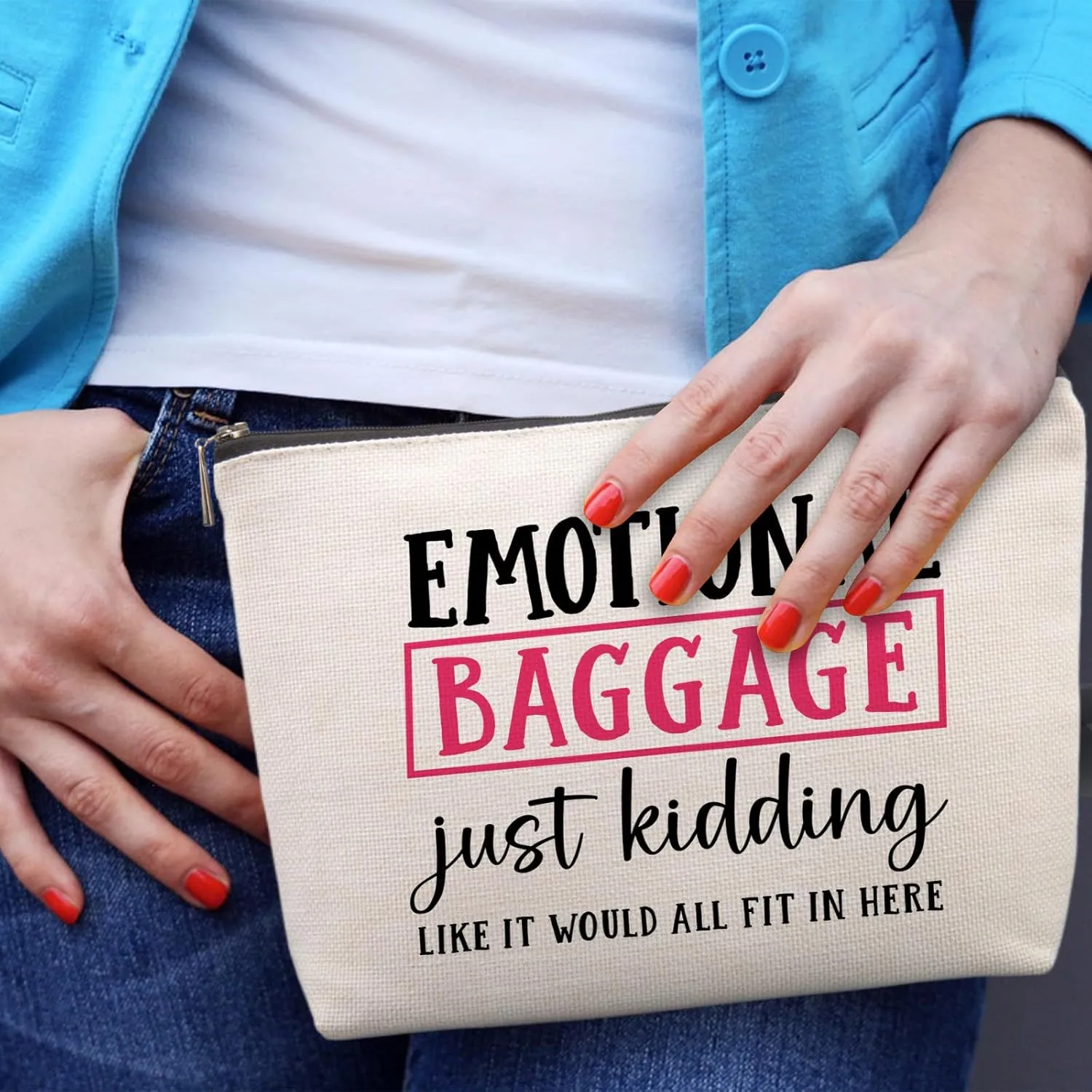 Funny Gifts for Women Friends Travel Cosmetic Bag, Gag Gifts Christmas Farewell Friendship Gifts for Best Friends Sister Coworkers Emotional Baggage Travel Makeup Bags for Women