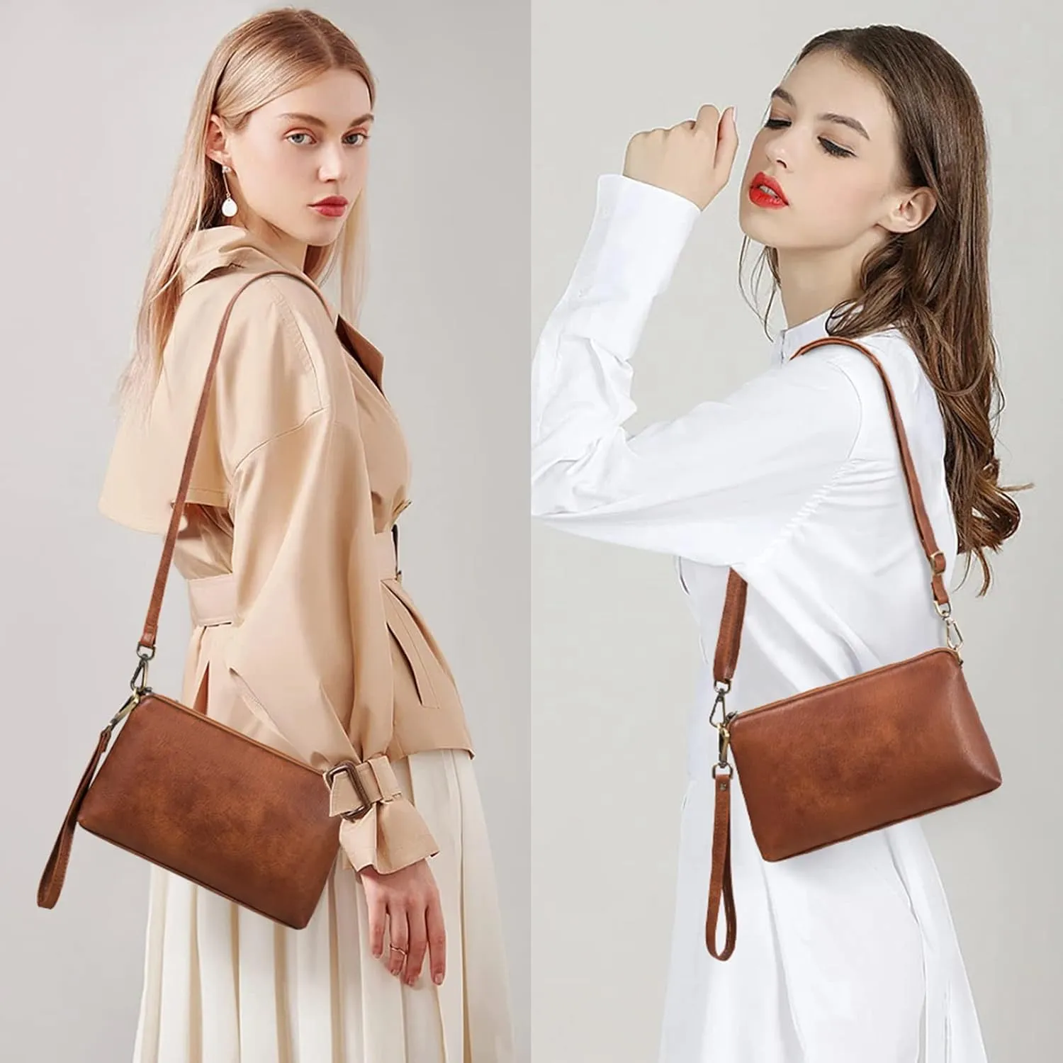 GAEKEAO Crossbody Bags for Women RFID Blocking Leather Cross Body Bag Purses Women's Crossbody Handbags with Wristlet Strap