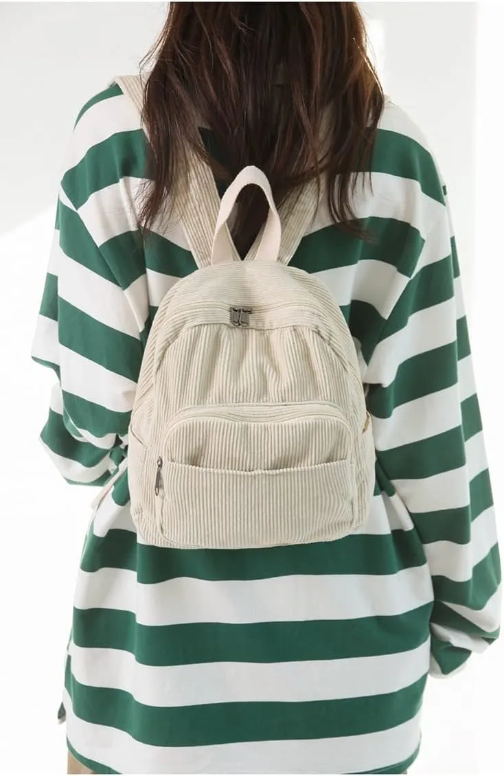 GGOOB Small Corduroy Backpack - Mini Backpack Purse for Women
