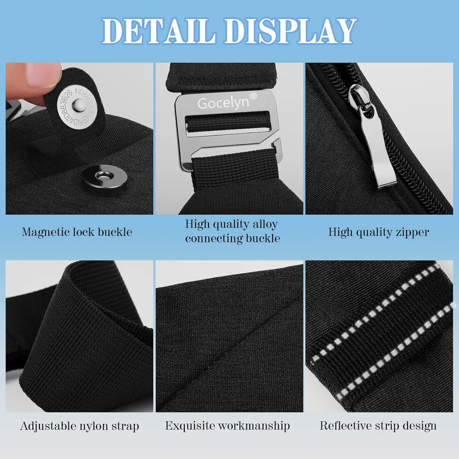 Gocelyn Anti-Theft Crossbody Bag Multi-pocket Chest Bag Sling Shoulder Bag For Mens Womens Travel Walking Hiking Cruise