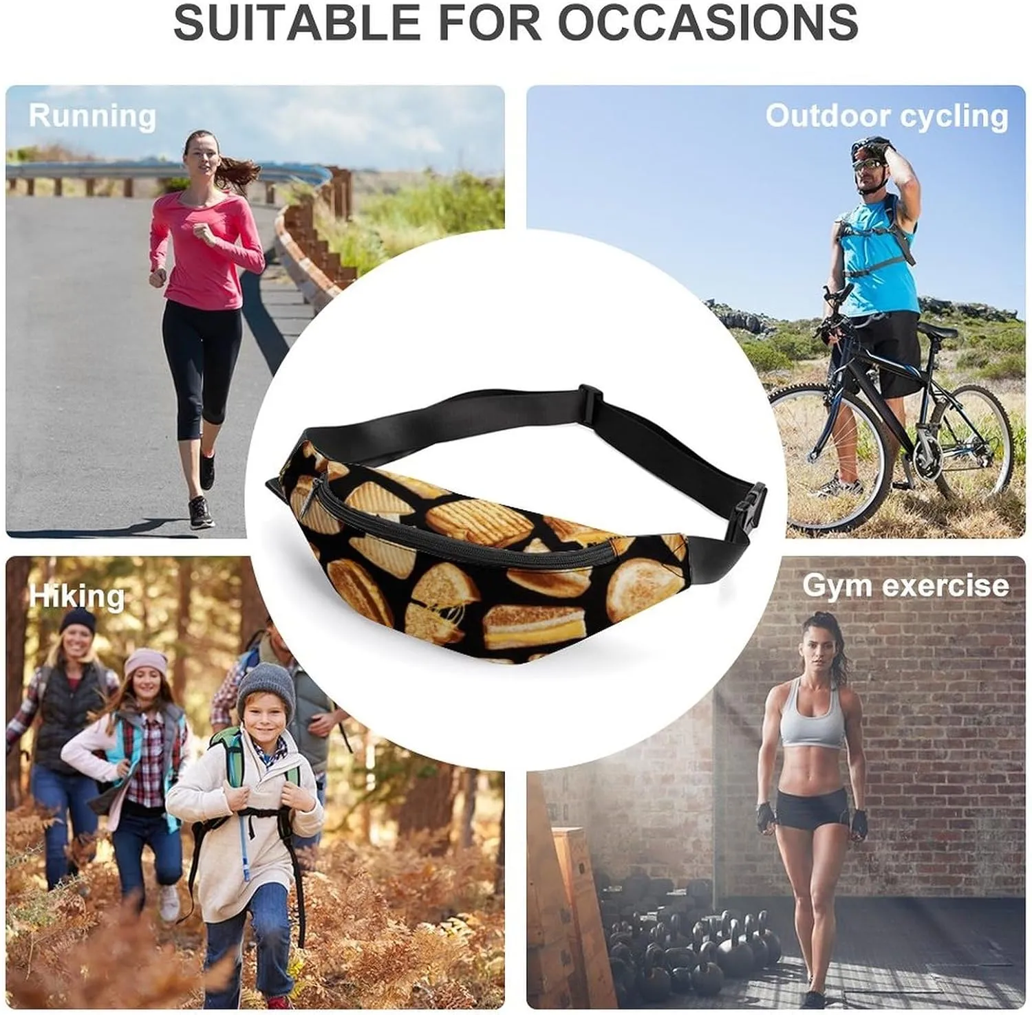 Grilled Cheese Sandwiches Art Fashionable And Exquisite Waist Bag with Large Capacity