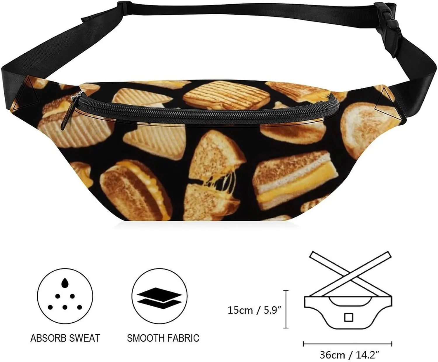 Grilled Cheese Sandwiches Art Fashionable And Exquisite Waist Bag with Large Capacity