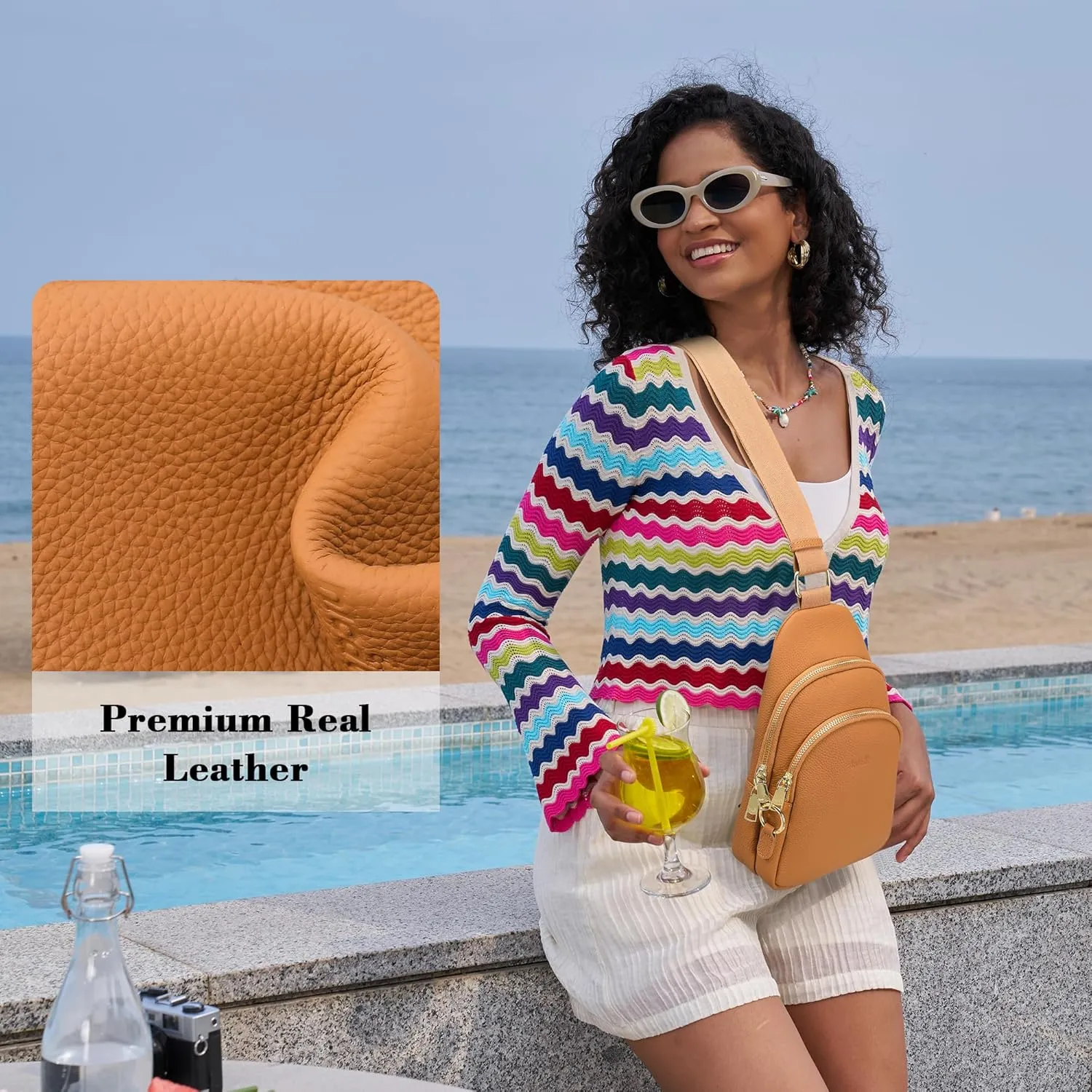 Haytijoe Crossbody Bags for Women Leather Sling Bag Anti-theft Cross Body Bag Travel Sling Purse Chest Bags Fanny Packs