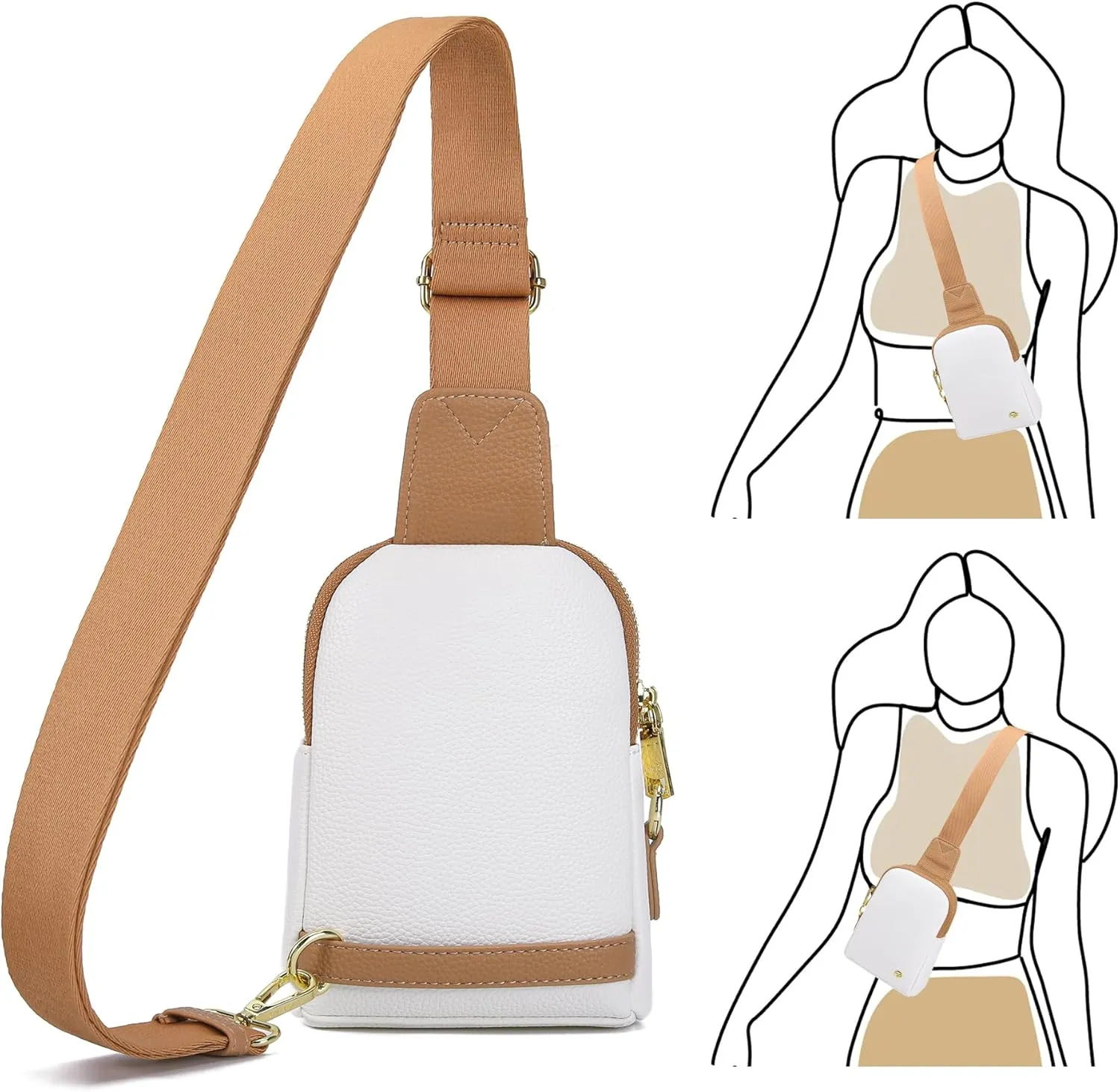 INICAT Travel Small Sling Bag Leather Crossbody Bags for Women Fanny Packs Cross Body Bag for Woman Cross Body Purses