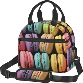 Insulated Lunch Bags for Women Reusable Lunch Box for Office Travel Thermal Lunchbox Macaron Biscuit Flavored Pastries Lunch Tote Bags Leakproof Cooler Bag for Men Large Capacity Meal Bag