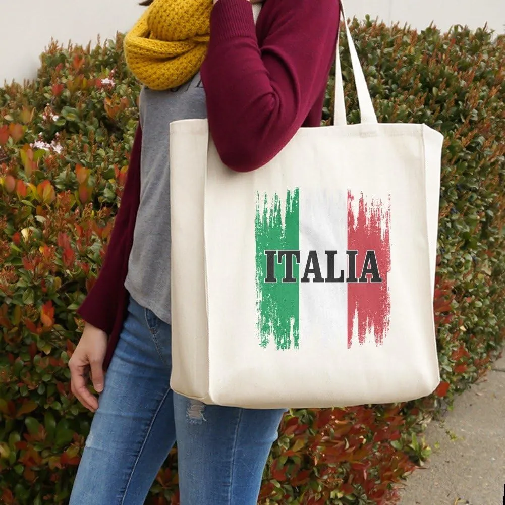 Italia Italy Italian Flag Grocery Travel Reusable Tote Bag - Large