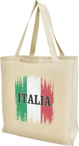 Italia Italy Italian Flag Grocery Travel Reusable Tote Bag - Large