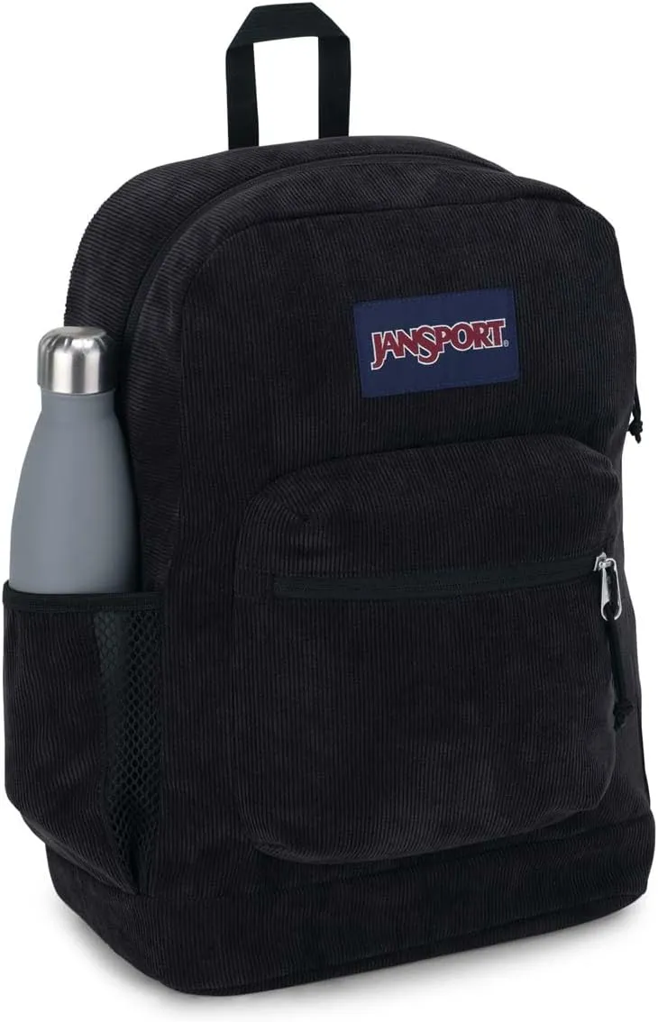 JanSport Cross Town Plus Remix Backpack - Padded Back Panel, Laptop Sleeve, and Front Pocket Organizer - Black Corduroy