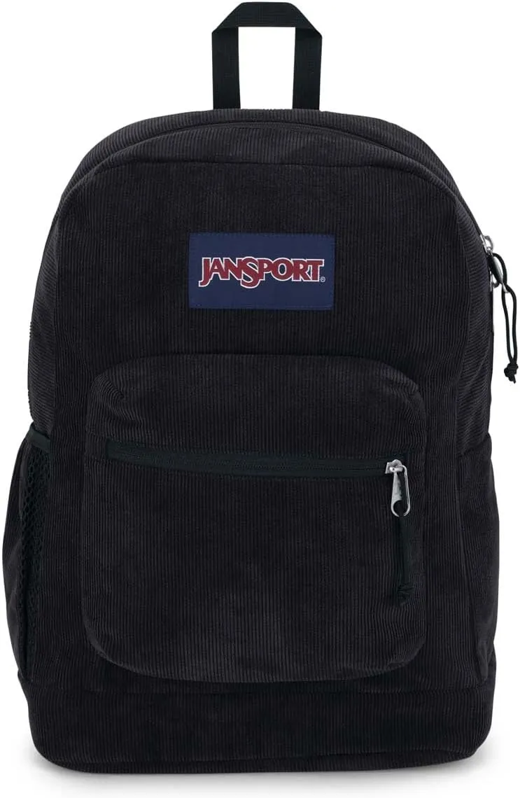 JanSport Cross Town Plus Remix Backpack - Padded Back Panel, Laptop Sleeve, and Front Pocket Organizer - Black Corduroy