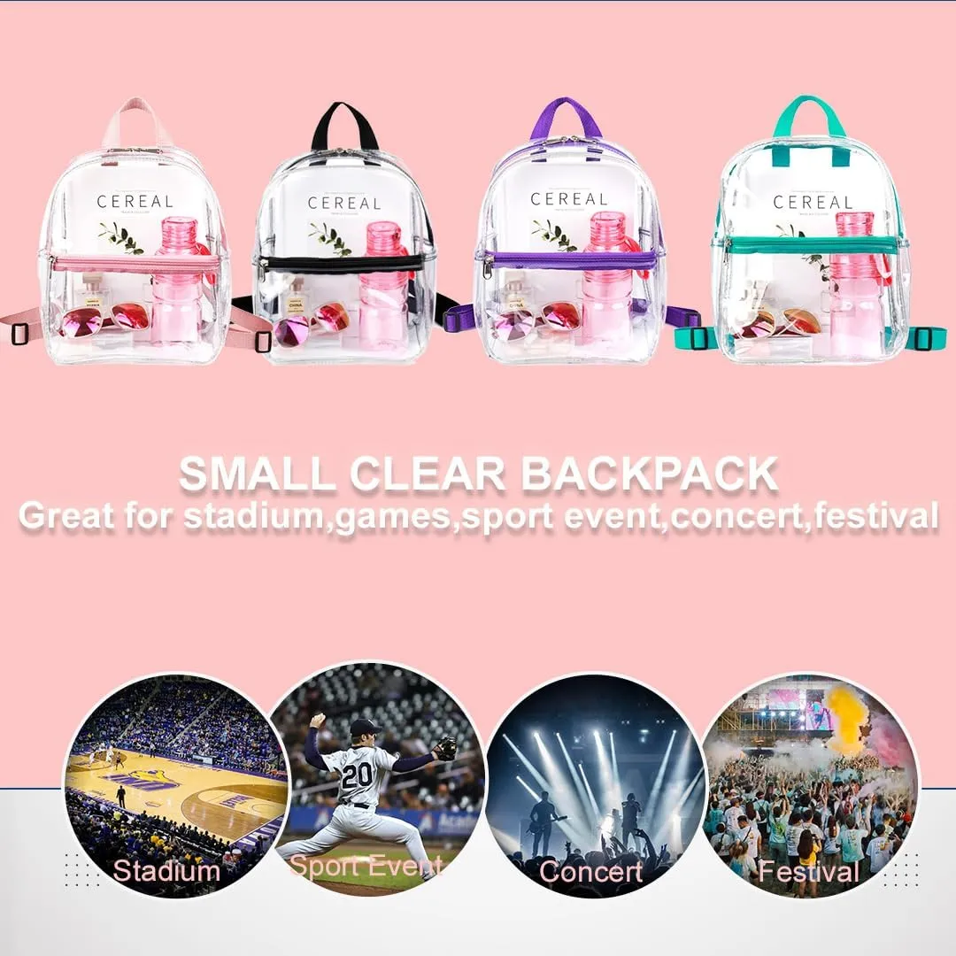 Keepcross Purple Small Mini Clear Backpack for Girls Kids - Cute Plastic Clear Bag Stadium Approved Great for Festival Sport Events Concerts Beach Travel