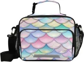 Kids Macaron Mermaid Scale Lunch Box Reusable Insulated School Lunch Bag Cooler Cooling Lunch Tote Bag for Boys,Girls,Travel,Picnic 202b5416