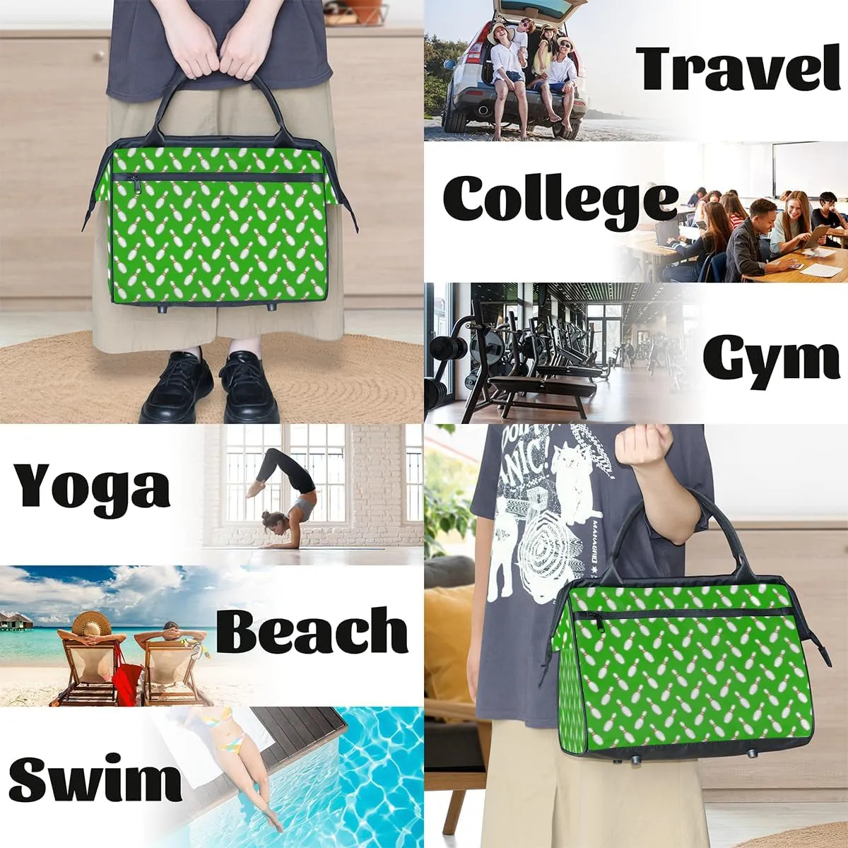 Large Tote Bag for Women with Zipper, Work Gym Tote Nurse Dance Yoga Bag for Sport, Travel