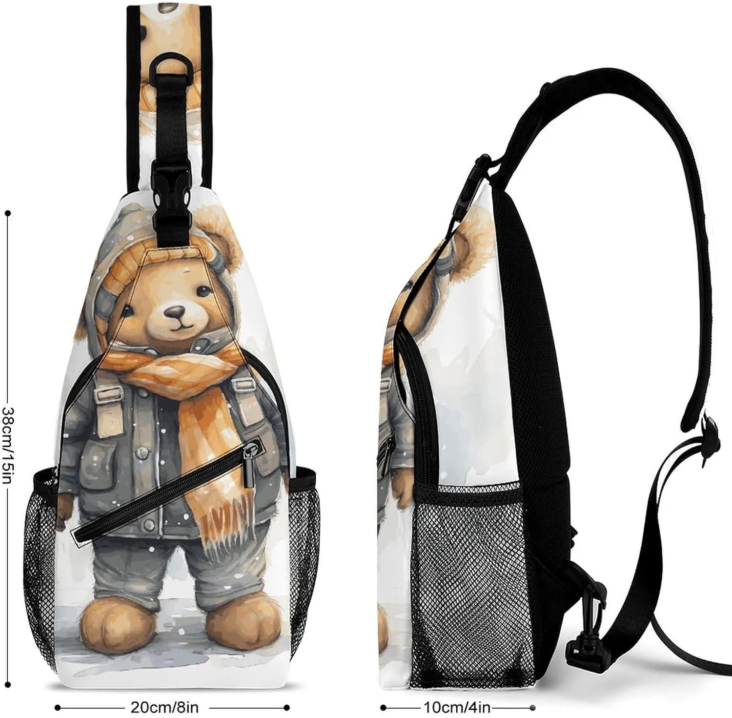 Lightweight Chest Bag Crossbody Bag Cute Bear Sling Backpack for Women Men Sports Travel
