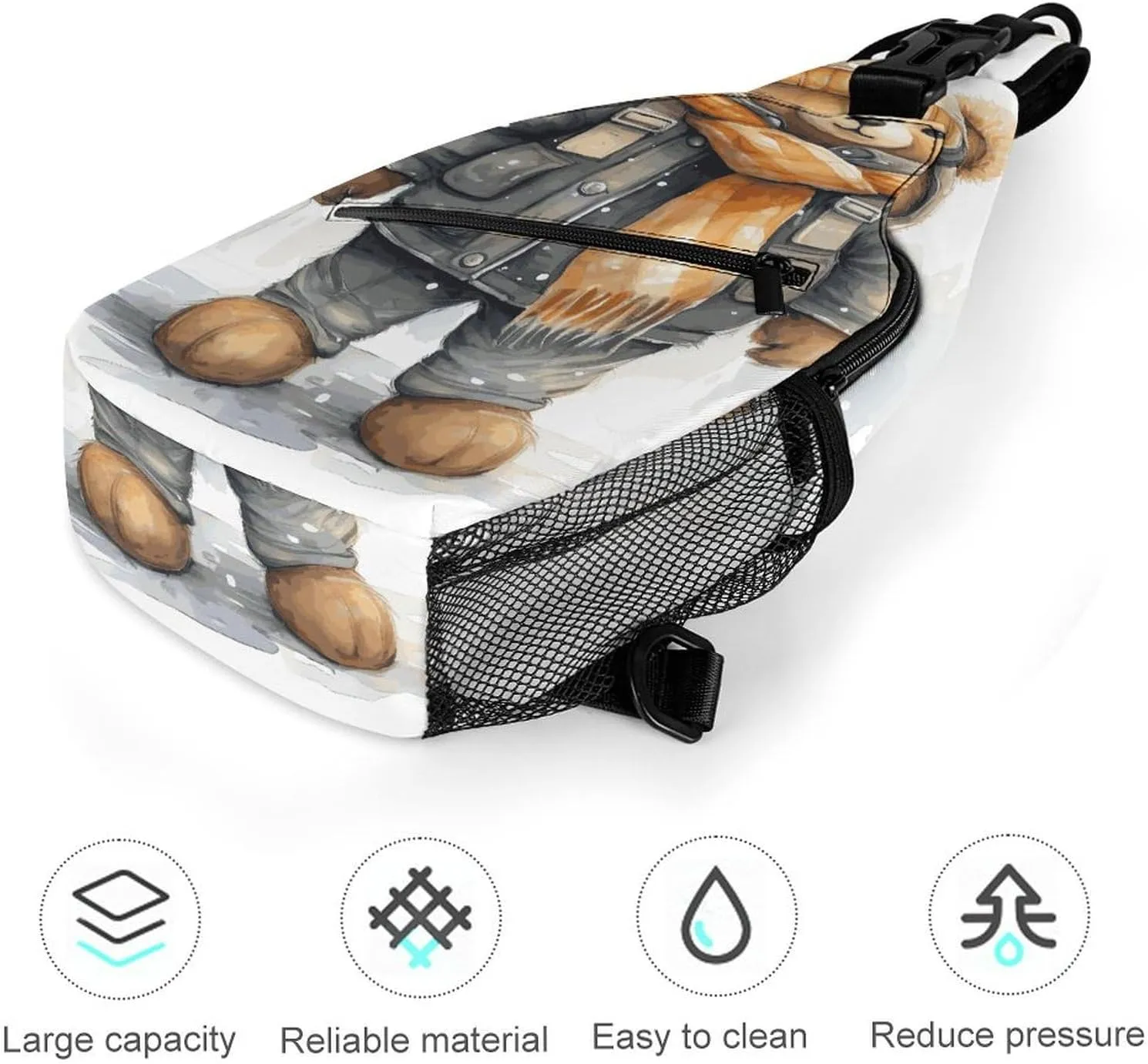 Lightweight Chest Bag Crossbody Bag Cute Bear Sling Backpack for Women Men Sports Travel