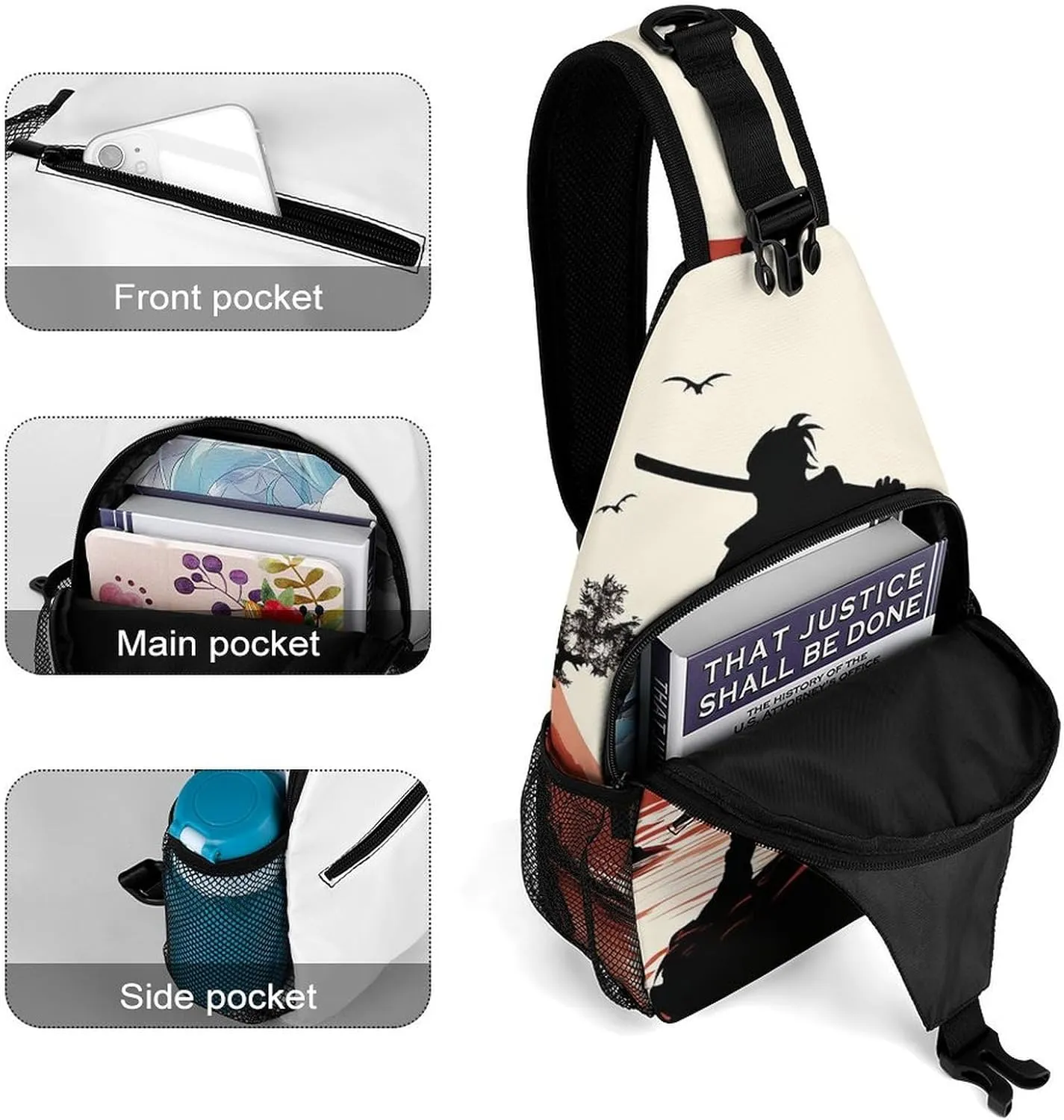 Lightweight Chest Bag Crossbody Bag Samurai Sling Backpack for Women Men Sports Travel