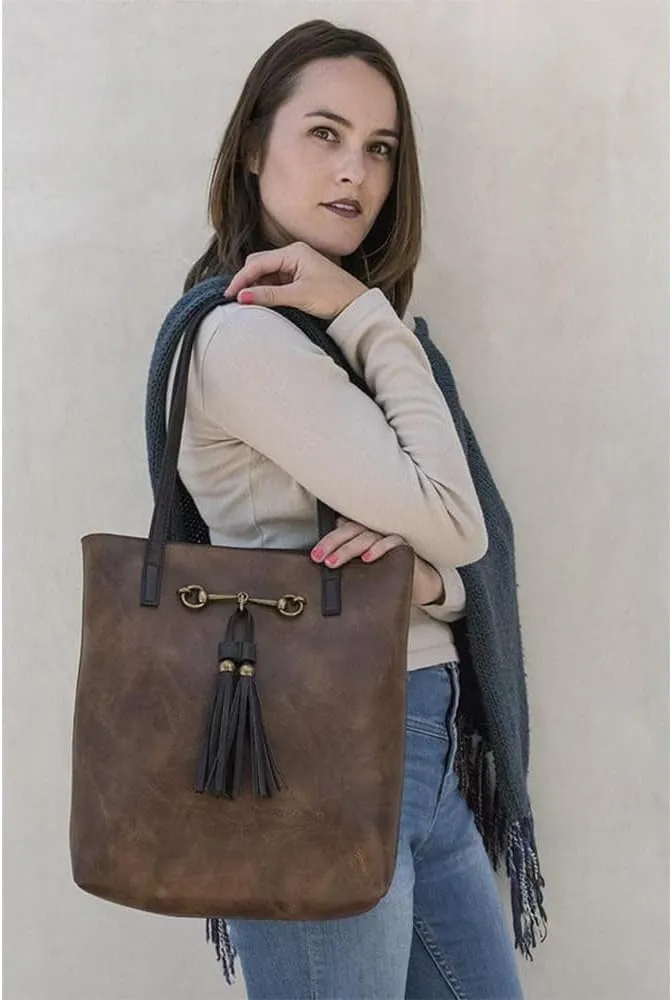 Liz Soto Jane Horsebit 2-in-1 Tote Bag - Vegan Leather Tote Bag for Women with Removable Crossbody Bag, Purses for Women
