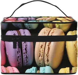 Makeup Bag for Women Cosmetic Bag Travel Toiletry Bag Macaron Biscuit Flavored Pastries Make Up Organizer with Handle