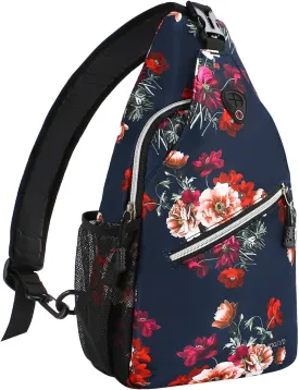MOSISO Sling Backpack,Travel Hiking Daypack Cottonrose Crossbody Shoulder Bag