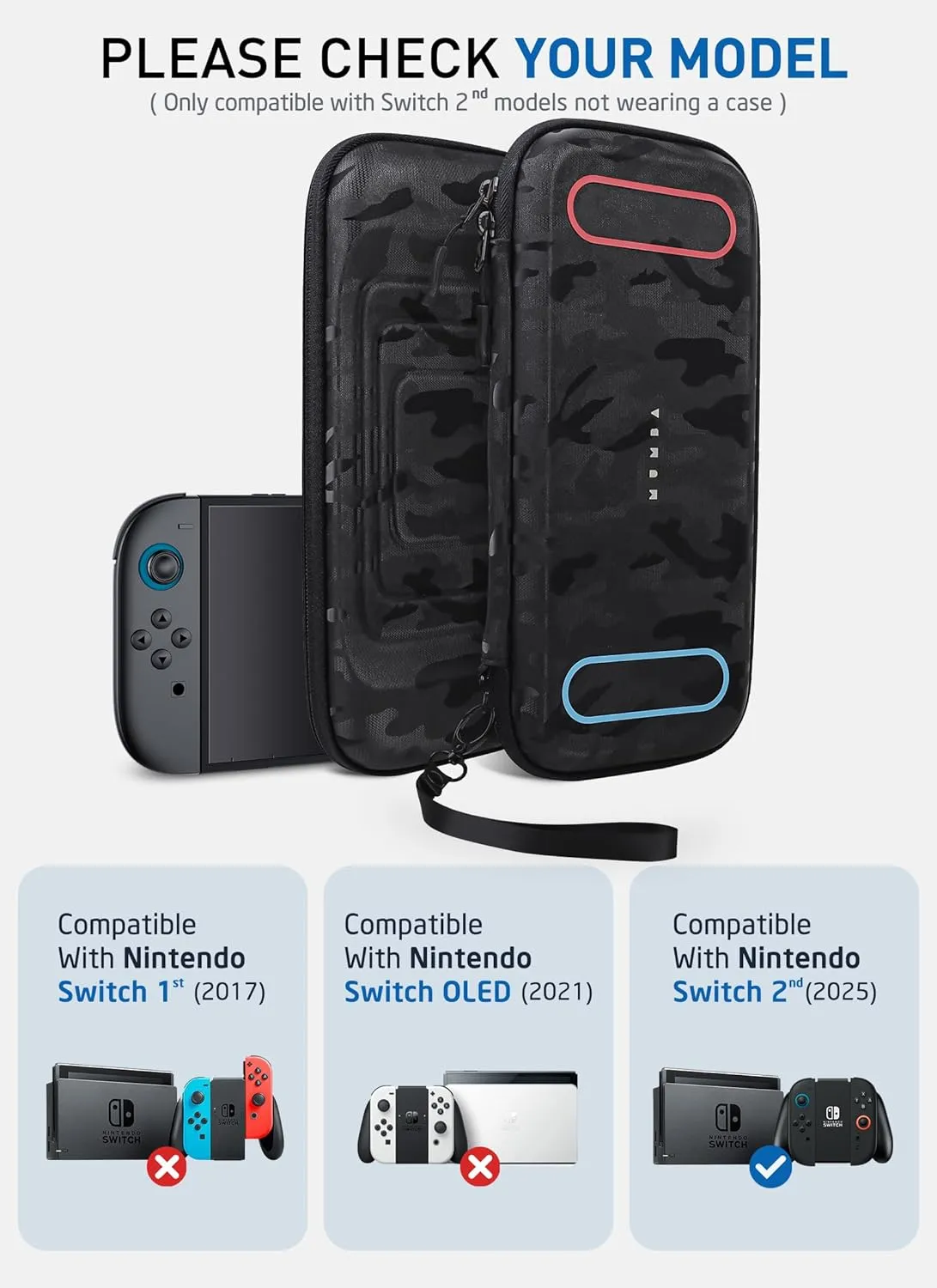 Mumba Carrying Case for Nintendo Switch 2 2025, [Mini Version] Travel Case with 12 Game Cartridge slot Portable Bag Protective Carry handbag Pouch Shell Accessories [Portable & Lightweight] (Stealth)