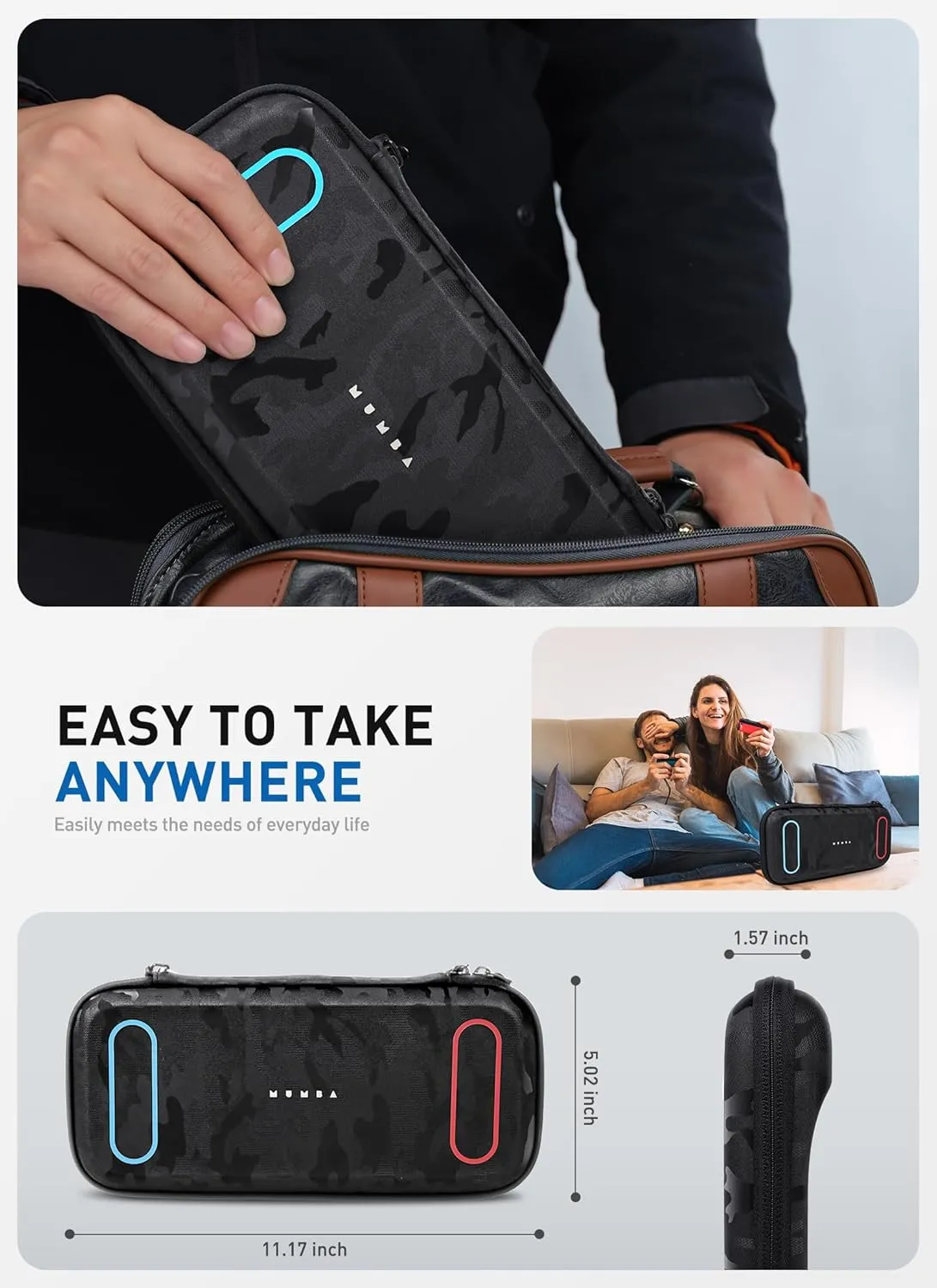 Mumba Carrying Case for Nintendo Switch 2 2025, [Mini Version] Travel Case with 12 Game Cartridge slot Portable Bag Protective Carry handbag Pouch Shell Accessories [Portable & Lightweight] (Stealth)