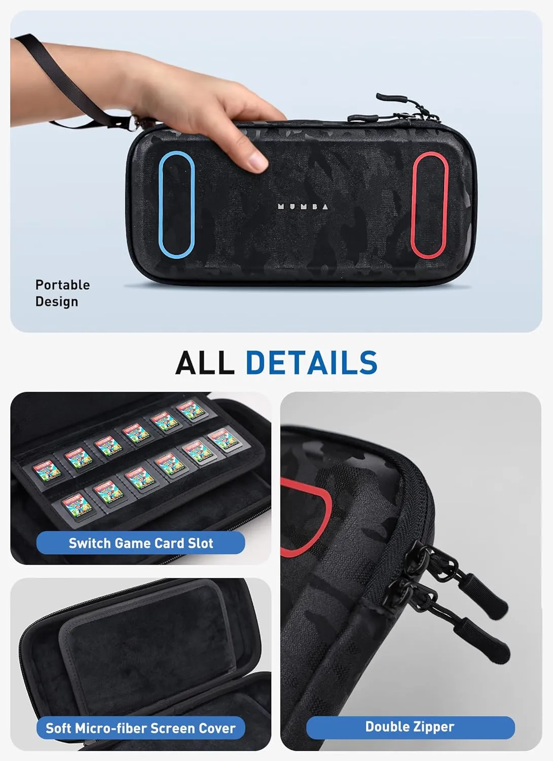 Mumba Carrying Case for Nintendo Switch 2 2025, [Mini Version] Travel Case with 12 Game Cartridge slot Portable Bag Protective Carry handbag Pouch Shell Accessories [Portable & Lightweight] (Stealth)