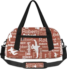 Personalized Karate Sport Duffel Bag Custom Sports Bag Travel Overnight Shoulder Bags Customized Gifts for Women Men Martial Art, Brown
