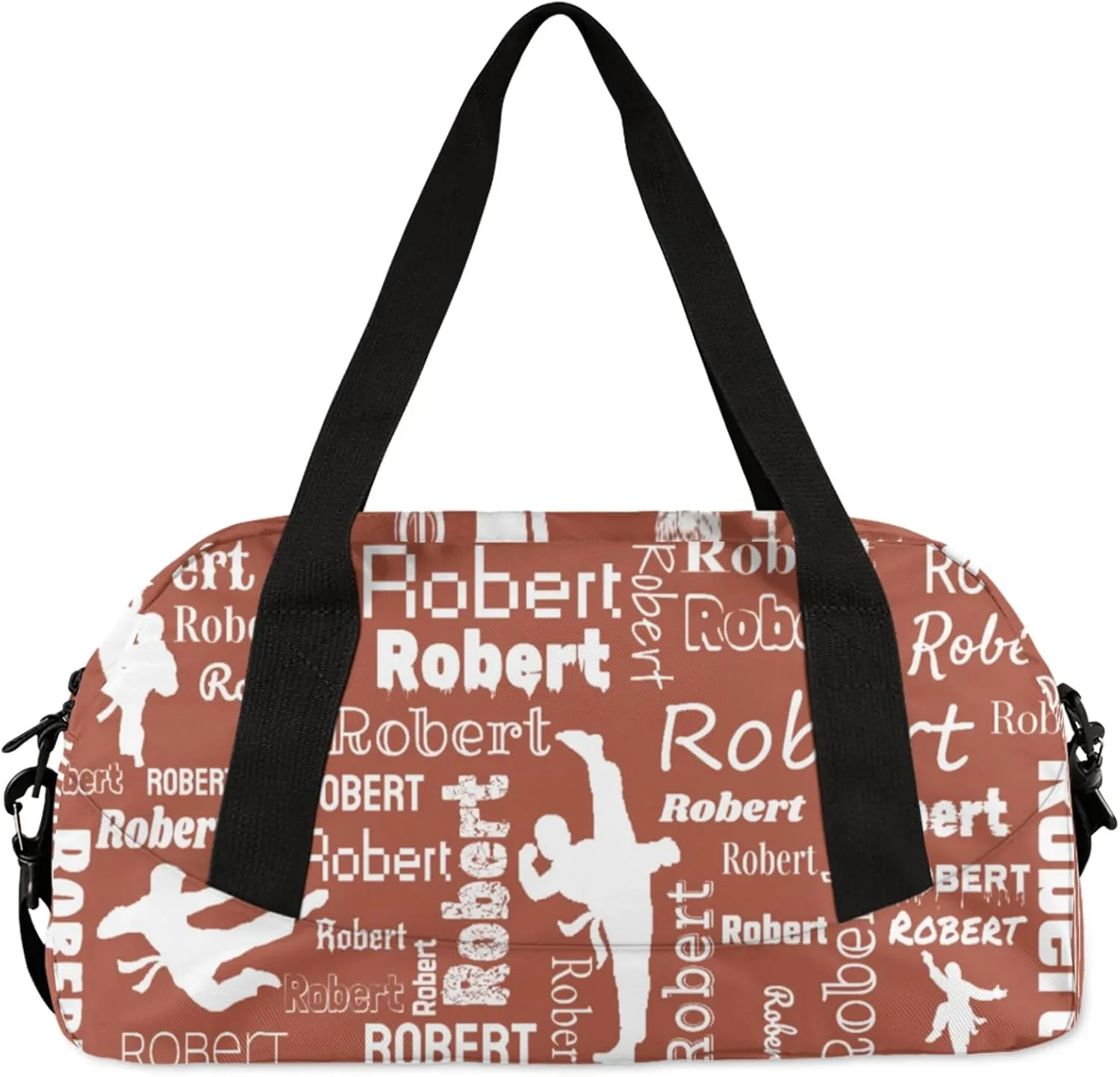 Personalized Karate Sport Duffel Bag Custom Sports Bag Travel Overnight Shoulder Bags Customized Gifts for Women Men Martial Art, Brown